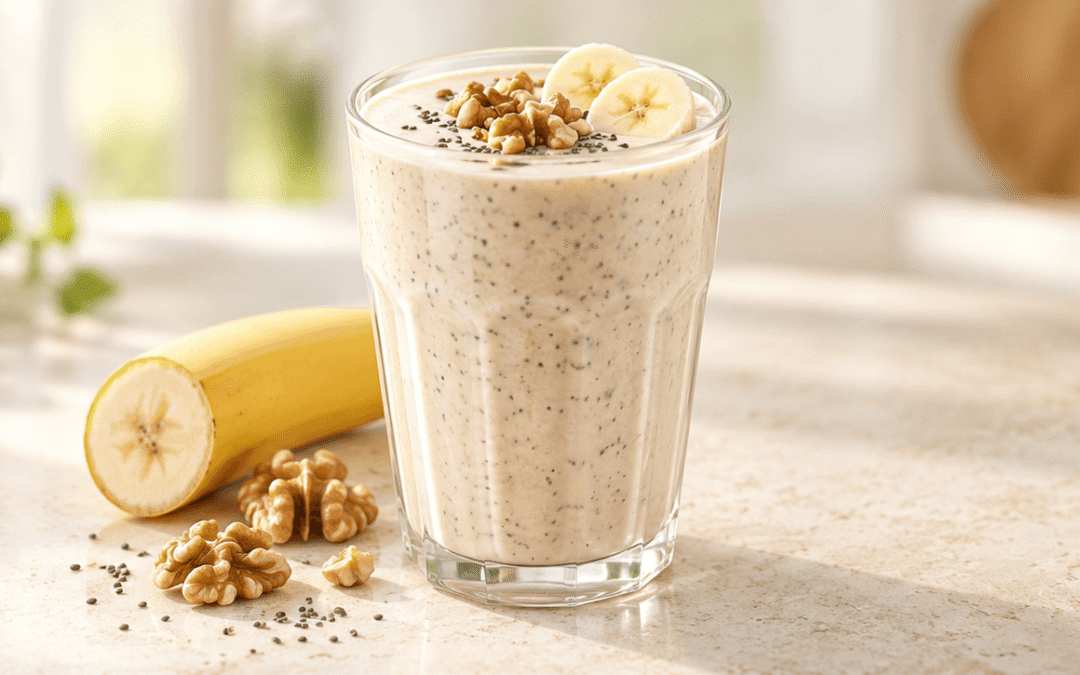 Batido de plátano, nueces y chía